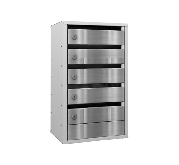 5-и секционный почтовый ящик «Омега» с дверцами из нержавеющей стали